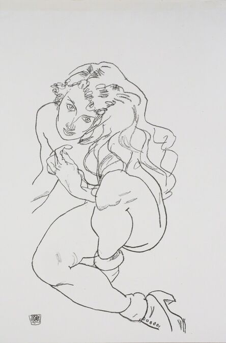 Egon Schiele, ‘Sitting Nude with Raised Knee [Handzeichnungen]’, 1920