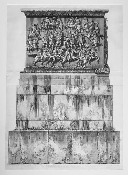 Giovanni Battista Piranesi, ‘Base of marble and travertine constructed during the pontificate of Pope Benedict XIV for the pedestal of the column, from Trofeo o sia Magnifica  Colonna Coclide...(The Trophy or Magnificent Spiral Column); Columna Antonina. ’, 1774-1779