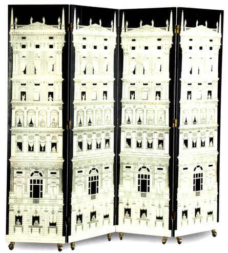 Piero Fornasetti, ‘A rare four panel screen decorated with the 'Grattacielo del Rinascimento' motif on the front and a classical motif on the rear’, ca. 1950