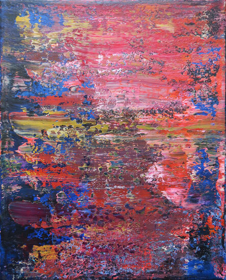 Leon Grossmann, ‘Abstract Painting. Dubai Marina Night. UAE. Reflection. Blue, Red, Yellow, Orange, White, Grey, Black, Vibrant, bold’, 2022