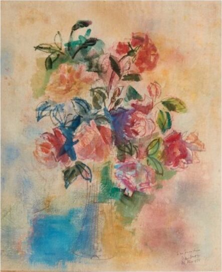 Jean Dufy, ‘Bouquet de roses dans un vase’, 1925