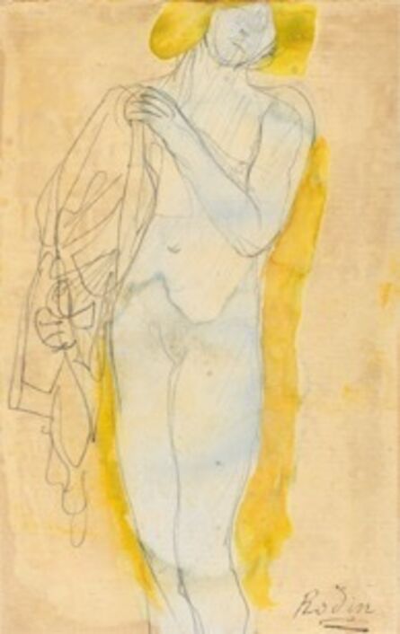 Auguste Rodin, ‘Nude Woman with blond hair holding a costume (antique style)’, 1890
