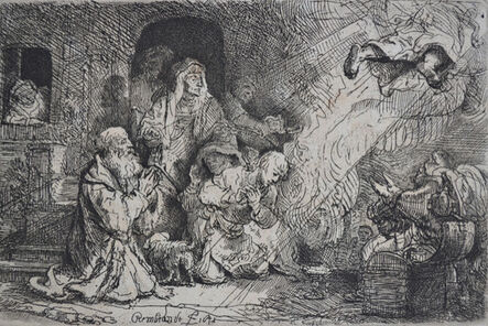 Rembrandt van Rijn, ‘The Angel Departing from the Family of Tobias’, Etched in 1641, Printed in 1906 (Beaumont, Paris)