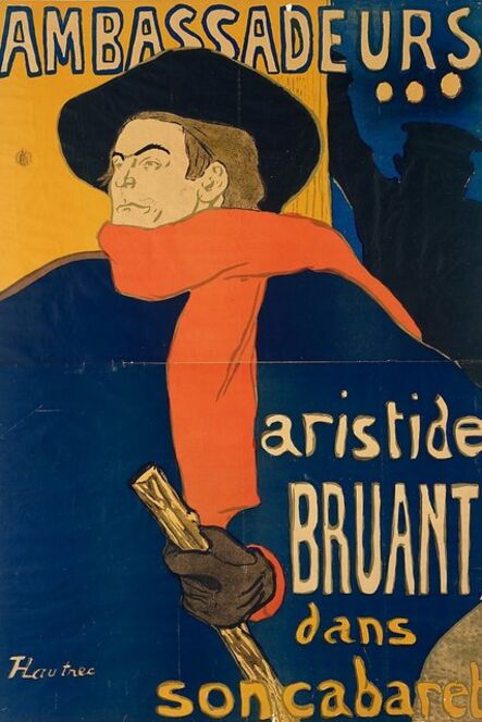 Henri de Toulouse-Lautrec, ‘Aristide Bruant, singer and composer, on a poster announcing his performance at the elegant night-club "Les Ambassadeurs" on the Champs Elysées, Paris’, 1892