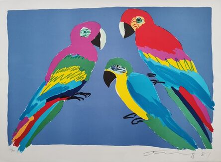 Walasse Ting 丁雄泉, ‘Three parrots 三只鹦鹉’, 1981