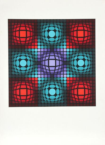 Victor Vasarely, ‘Dyevat (Red and Blues)’, circa 1980