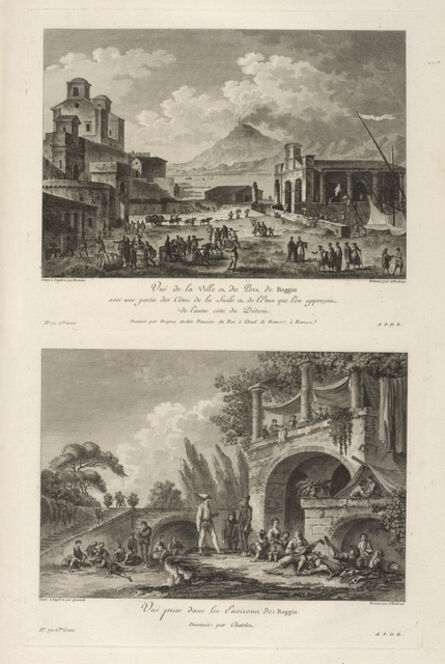Jean Claude Richard de Saint-Non (author), ‘Vu‰ prise dans les Environs de Reggio ; Vu‰ du Port de Reggio’, 1781