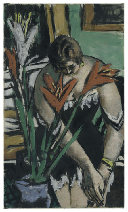 Max Beckmann, ‘Frau bei der Toilette mit roten und weissen Lilien (Woman at Her Toilette with Red and White Lilies)’, 1938