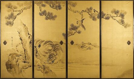 Kishi Ganku, ‘Fusuma: Tigers and Dragon’, 1813-1838