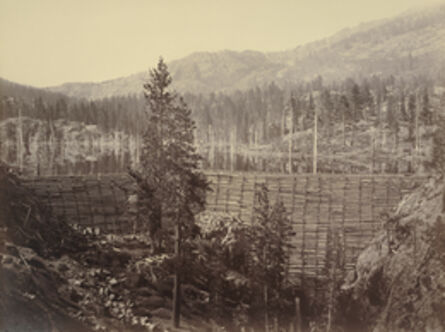 Carleton E. Watkins, ‘Rudyard (English) Reservoir. Central Dam 114 feet high, Timber Crib and Stone Filling’, 1871