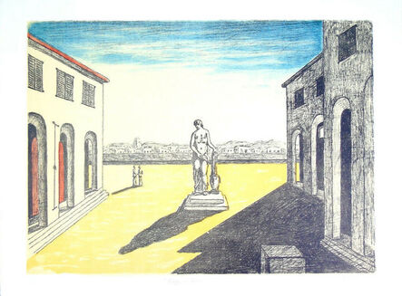 Giorgio de Chirico, ‘Piazza d'Italia con Efebo’, 1972