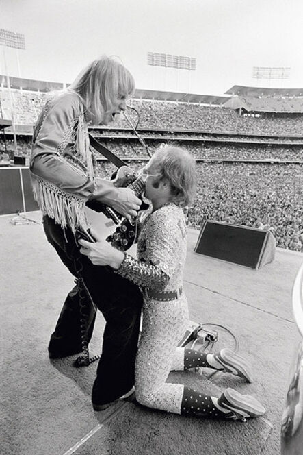 Terry O'Neill, ‘Elton John Dodger Stadium, with guitarist Davey Johnstone’, 1975