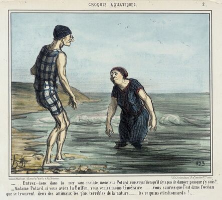 Honoré Daumier, ‘Entrez donc dans la mer sans crainte... (Enter the sea without fear...)’, 1856
