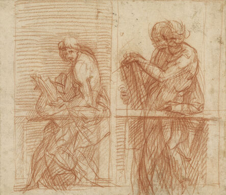 Andrea del Sarto, ‘Study of Figures Behind a Balustrade (recto), Study of Figures Behind a Balustrade (verso)’, 1525