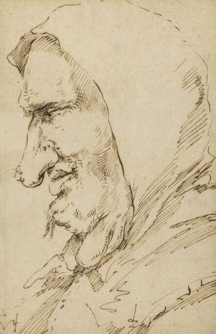 Jusepe de Ribera, ‘Head of a man with growths on his neck, in profile to the left’