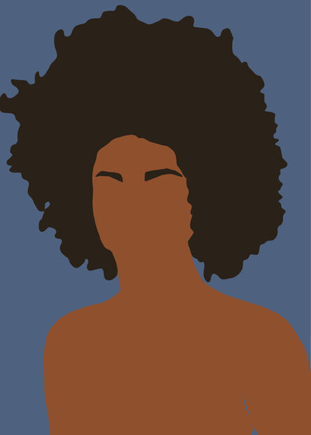 Samantha Viotty, ‘Girl Puff- Digital Illustration of Portrait Blue+Brown’, 2019
