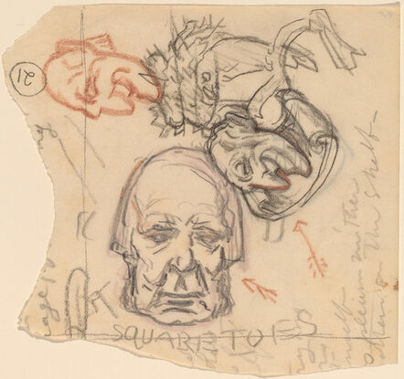 Elihu Vedder, ‘Self-Portrait: Caricatures’, ca. 1918