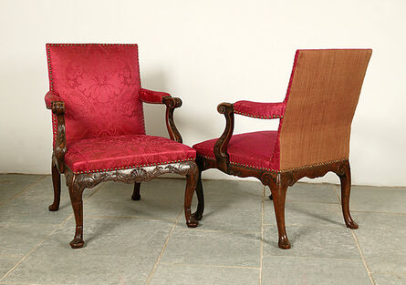 George II, ‘A pair of George II carved walnut elbow chairs bearing a journey man’s stamp, 'IT'.’, ca. 1730