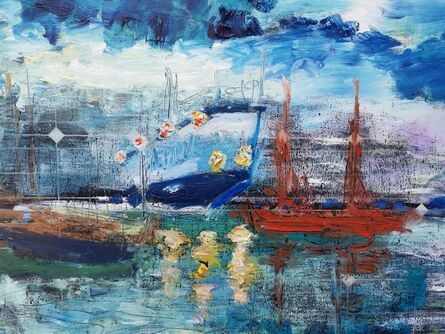 Norma de Saint Picman, ‘Water paintings summer 2019 - plein air in situ paintings, The Port of Koper, from Marina’, 2019