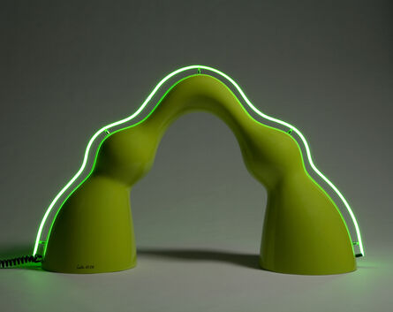 Wendell Castle, ‘"Benny" floor lamp in lime green auto body paint on gel-coated fiberglass-reinforced plastic with neon spine’, 2009