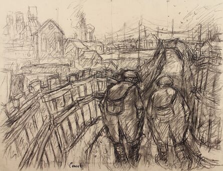 Norman Cornish, ‘Miners on pit road’, ca. 1964