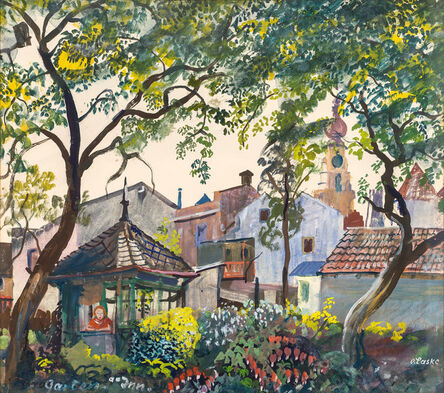 Oskar Laske, ‘Garden at the Inn’, ca. 1945