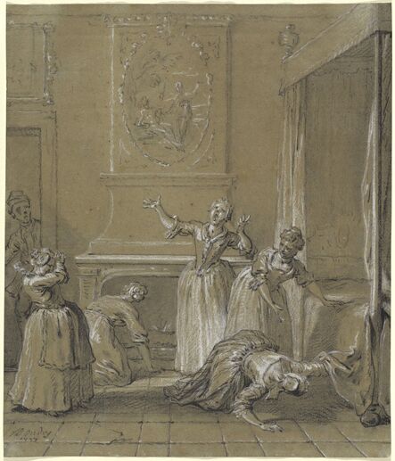 Jean-Baptiste Oudry, ‘On trouve le corps mort de l'hote que l'on avait cache’, 1727