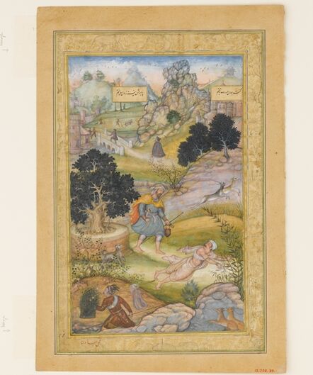 Basawan, ‘"A Muslim Pilgrim Learns a Lesson in Piety from a Brahman", Folio from a Khamsa (Quintet) of Amir Khusrau Dihlavi’, 1597–1598