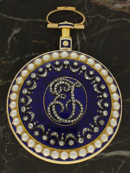 Jefferys & Jones, ‘18ct gold, enamel, seed pearl and diamond open face pocket watch’, ca. 1780