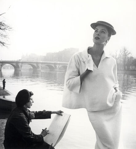 Louise Dahl-Wolfe, ‘Suzy Parker in Balenciaga along the Seine, Paris’, 1953