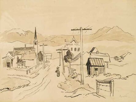 Thomas Hart Benton, ‘Western Town with Road to Mountain’, ca. 1950