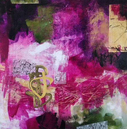 Laurie Barmore, ‘The Stories That Create Us #8 - Contemporary Mixed Media Painting in Magenta, Green & Sand’, 2020