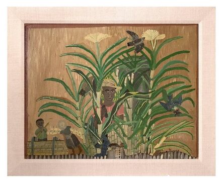 Morris Louis, ‘Oil Painting 1949 Figurative Scene in a Bamboo Jungle Plantation’, 1940-1949