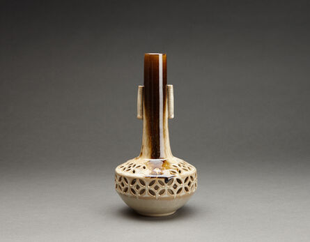 Miraku Kamei XV, ‘Flower vase (hanaire), shippo design openwork and cylindrical handles’, N/A