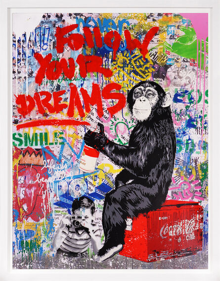 Mr. Brainwash, ‘'Follow Your Dreams' Red Monkey, Unique, Street Pop Art Painting’, 2021