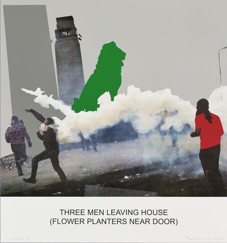 John Baldessari, ‘The News: Three Men Leaving House...’, 2014