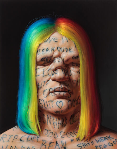 Christian Rex van Minnen, ‘Self-Portrait with Rainbow Hair and Instagram Live Video Comments’, 2017