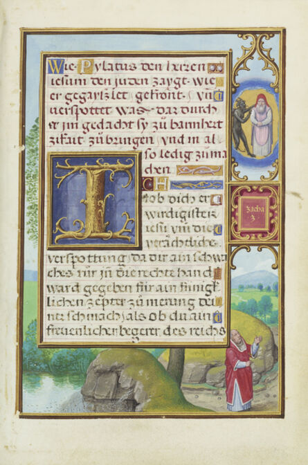 Simon Bening, ‘Border with Zechariah's Vision of the High Priest and the Devil’, 1525-1530