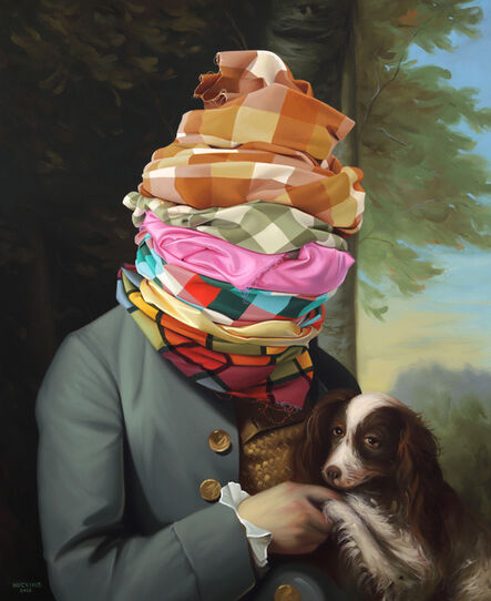 Shawn Huckins, ‘Various Fabrics: John Park with Dog (after Stuart)’, 2022