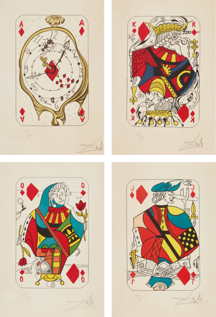Salvador Dalí, ‘Playing Cards: Ace of Diamonds; King of Diamonds; Queen of Diamonds; and Jack of Diamonds, from Playing-Cards’, 1972