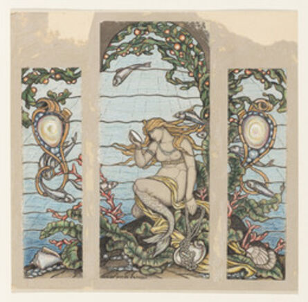Elihu Vedder, ‘"The Mermaid Window", Design for Stained Glass Window for the A.H. Barney Residence, New York, NY’, 1882