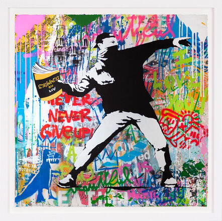 Mr. Brainwash, ‘'Never Give Up' Banksy Thrower, Unique Painting’, 2022