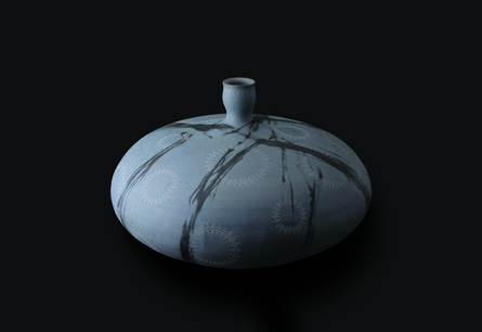 Suzuki Miki, ‘Blue Bizen vessel with white clay patterns’, 2013
