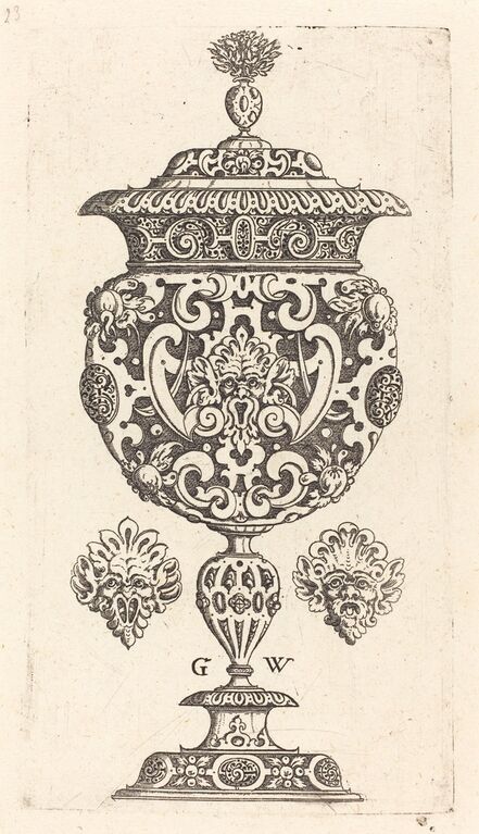 Georg Wechter I, ‘Goblet, rim decorated with masque with  gaping mouth’, published 1579