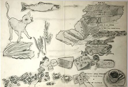 Larry Rivers, ‘Untitled French Menu, Cafe de Colombie, Champs-Elysees, Paris (double-sided drawing)’, ca. 1969