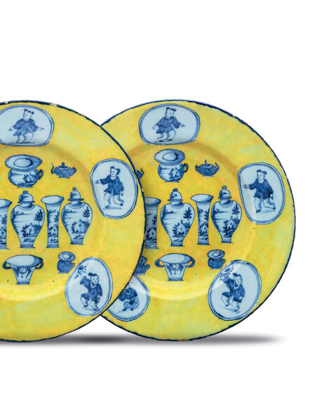 Delftware, ‘Pair of Yellow-Ground Dishes’, ca. 1765