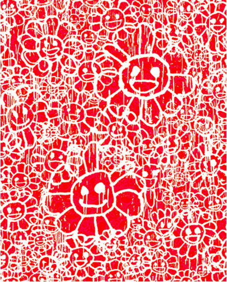 Takashi Murakami, ‘Madsaki Flowers A Red’, 2017