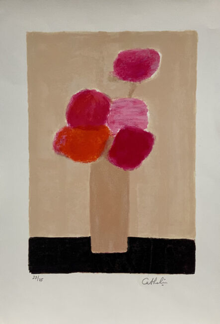 Bernard Cathelin, ‘Bouquet of five pink flowers’, 2001
