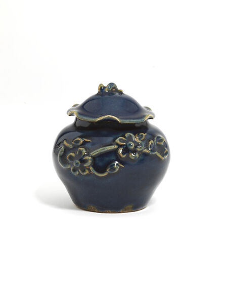 Unknown Chinese, ‘A small blue-glazed 'flower and lotus' jar and cover ’, Yuan Dynasty (1279-1368 AD)