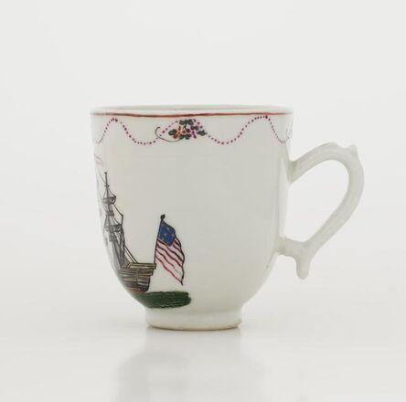 ‘Coffee Cup, Teacup and Saucer with American Flag Pattern’, about 1790
